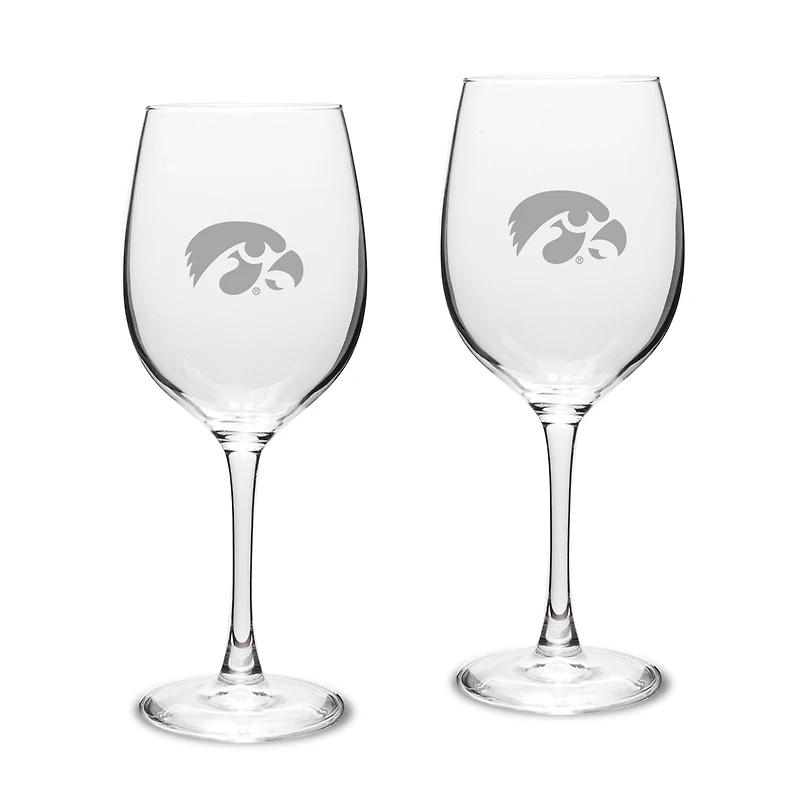 Iowa Hawkeyes 16oz. 2-Piece Traditional White Wine Glass Set