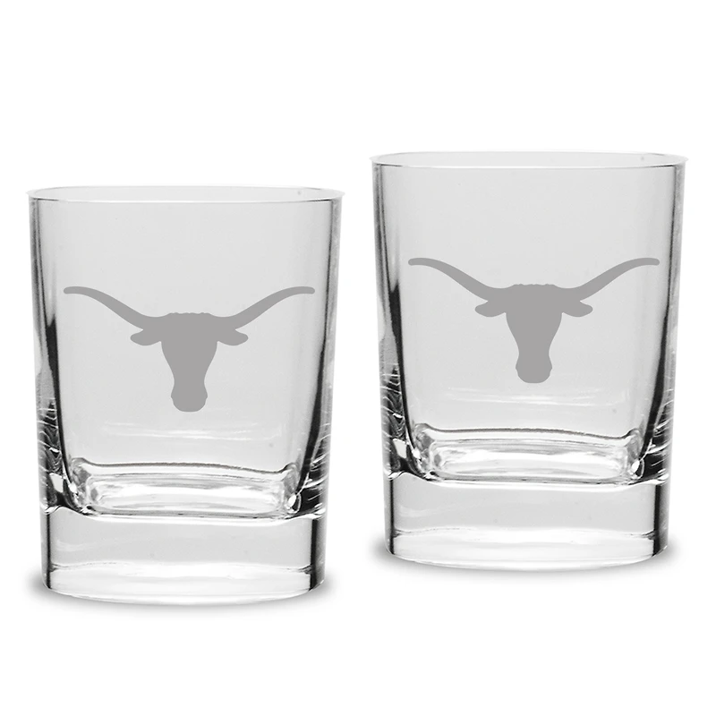 Texas Longhorns Primary Team Logo 2-Piece 11.75oz. Luigi Bormioli Square Double Old Fashion Glasses Set