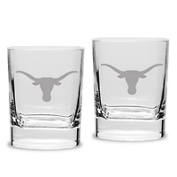 Texas Longhorns Primary Team Logo 2-Piece 11.75oz. Luigi Bormioli Square Double Old Fashion Glasses Set