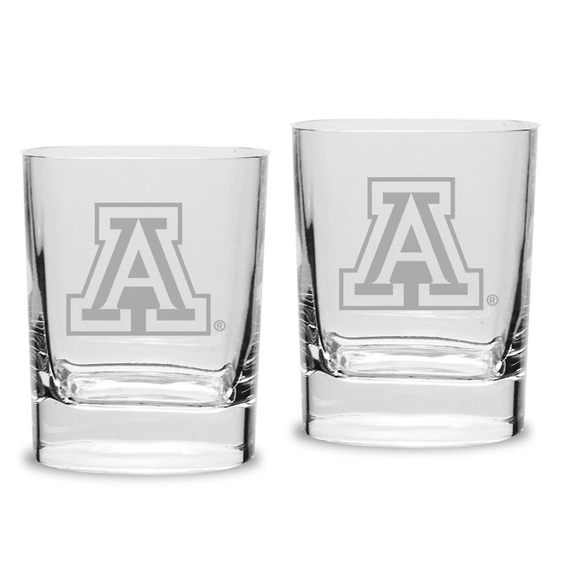 Arizona Wildcats Primary Team Logo 2-Piece 11.75oz. Luigi Bormioli Square Double Old Fashion Glasses Set