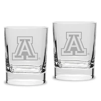 Arizona Wildcats Primary Team Logo 2-Piece 11.75oz. Luigi Bormioli Square Double Old Fashion Glasses Set