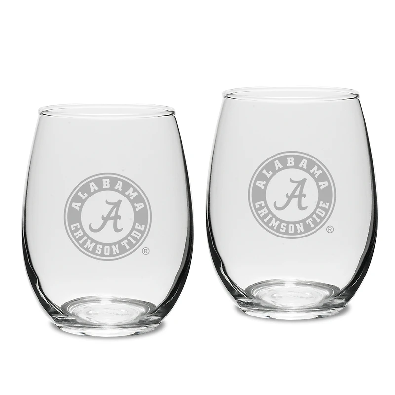 Alabama Crimson Tide 15oz. 2-Piece Stemless Wine Glass Set