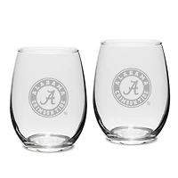 Alabama Crimson Tide 15oz. 2-Piece Stemless Wine Glass Set