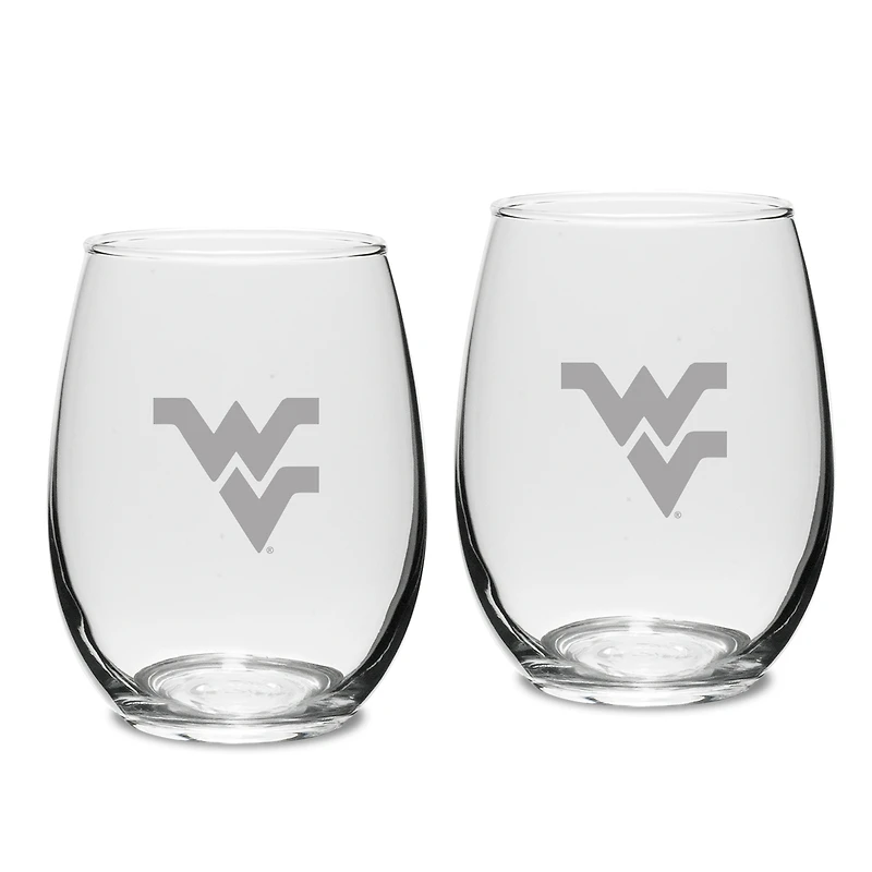 West Virginia Mountaineers 15oz. 2-Piece Stemless Wine Glass Set