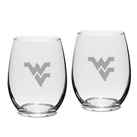 West Virginia Mountaineers 15oz. 2-Piece Stemless Wine Glass Set
