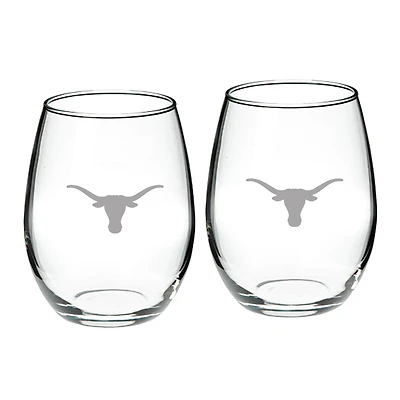 Texas Longhorns 21oz. 2-Piece Stemless Wine Glass Set