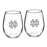 Notre Dame Fighting Irish 21oz. 2-Piece Etched Stemless Wine Glass Set