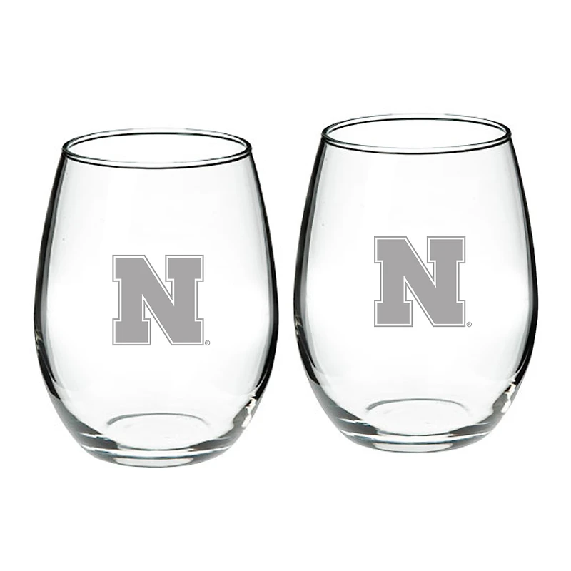 Nebraska Huskers 21oz. 2-Piece Stemless Wine Glass Set
