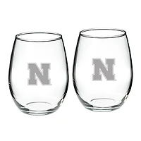 Nebraska Huskers 21oz. 2-Piece Stemless Wine Glass Set