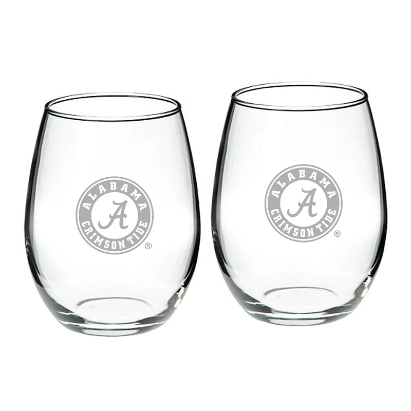 Alabama Crimson Tide 21oz. 2-Piece Stemless Wine Glass Set