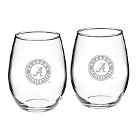 Alabama Crimson Tide 21oz. 2-Piece Stemless Wine Glass Set