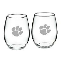 Clemson Tigers 21oz. 2-Piece Stemless Wine Glass Set
