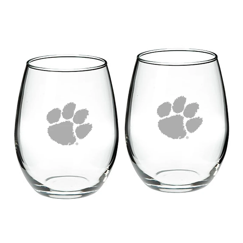 Clemson Tigers 21oz. 2-Piece Stemless Wine Glass Set