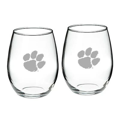 Clemson Tigers 21oz. 2-Piece Stemless Wine Glass Set