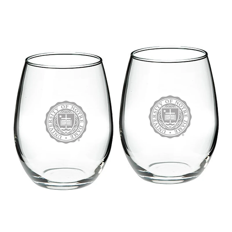 Notre Dame Fighting Irish Logo 21oz. 2-Piece Stemless Wine Glass Set