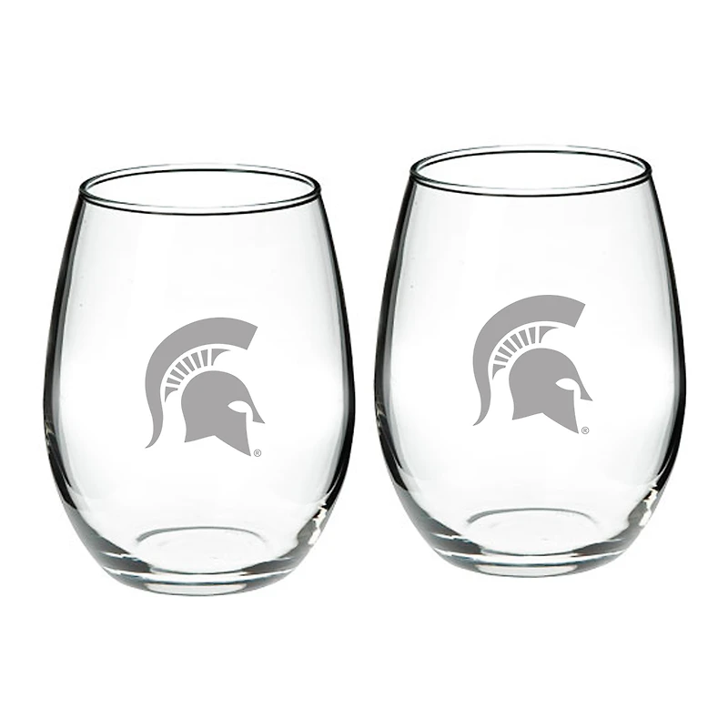 Michigan State Spartans 21oz. 2-Piece Stemless Wine Glass Set
