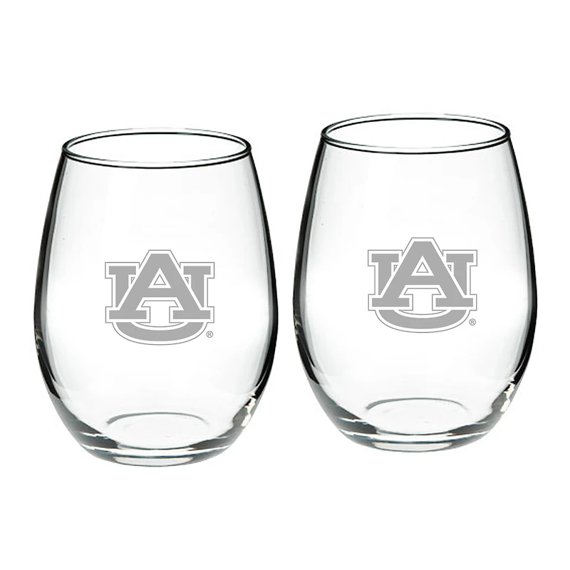 Auburn Tigers 21oz. 2-Piece Stemless Wine Glass Set
