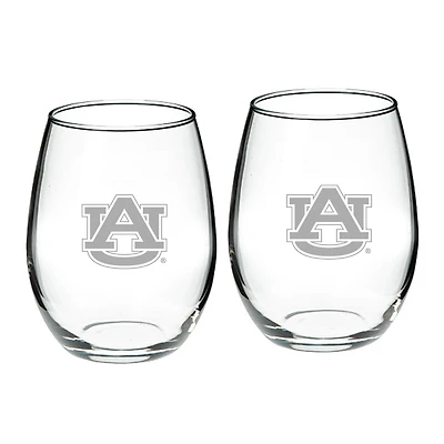 Auburn Tigers 21oz. 2-Piece Stemless Wine Glass Set