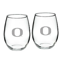 Oregon Ducks 21oz. 2-Piece Stemless Wine Glass Set