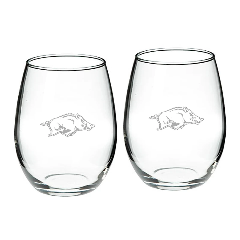 Arkansas Razorbacks 21oz. 2-Piece Stemless Wine Glass Set