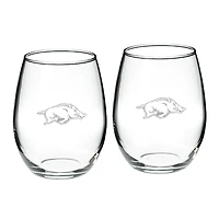 Arkansas Razorbacks 21oz. 2-Piece Stemless Wine Glass Set
