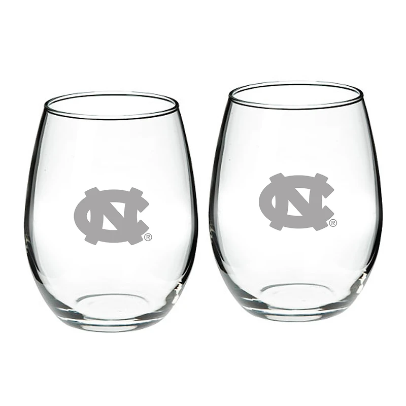 North Carolina Tar Heels 21oz. 2-Piece Stemless Wine Glass Set