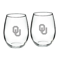 Oklahoma Sooners 21oz. 2-Piece Stemless Wine Glass Set