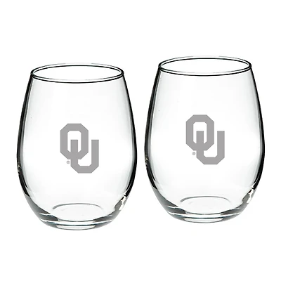Oklahoma Sooners 21oz. 2-Piece Stemless Wine Glass Set