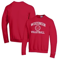 Men's Champion Red Wisconsin Badgers Volleyball Icon Powerblend Pullover Sweatshirt