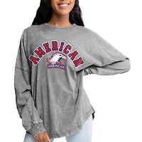 Women's Gameday Couture Gray American University Eagles Faded Wash Pullover Sweatshirt
