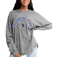 Women's Gameday Couture Gray Delaware State Hornets Faded Wash Pullover Sweatshirt