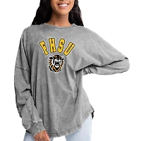 Women's Gameday Couture Gray Fort Hays State Tigers Faded Wash Pullover Sweatshirt