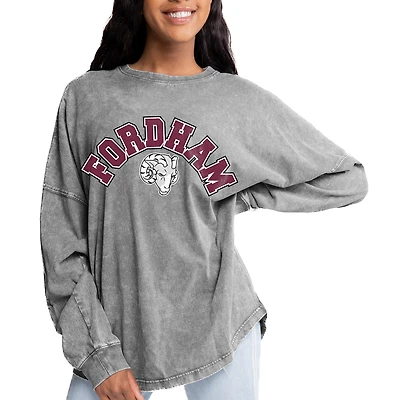 Women's Gameday Couture Gray Fordham Rams Faded Wash Pullover Sweatshirt