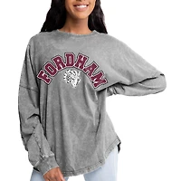 Women's Gameday Couture Gray Fordham Rams Faded Wash Pullover Sweatshirt