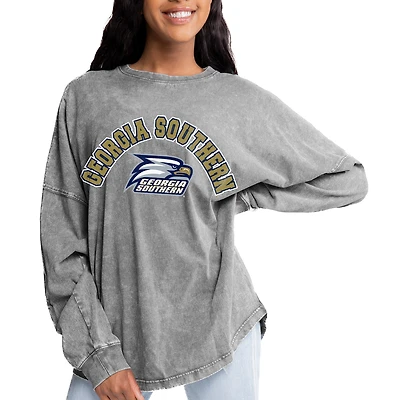 Women's Gameday Couture Gray Georgia Southern Eagles Faded Wash Pullover Sweatshirt