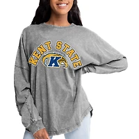 Women's Gameday Couture Gray Kent State Golden Flashes Faded Wash Pullover Sweatshirt