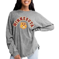 Women's Gameday Couture Gray Minnesota Golden Gophers Faded Wash Pullover Sweatshirt