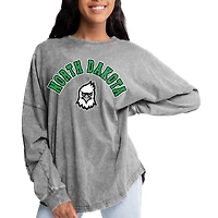 Women's Gameday Couture Gray North Dakota Faded Wash Pullover Sweatshirt