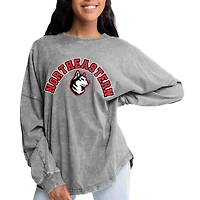 Women's Gameday Couture Gray Northeastern Huskies Faded Wash Pullover Sweatshirt
