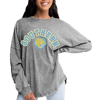 Women's Gameday Couture Gray Southern University Jaguars Faded Wash Pullover Sweatshirt
