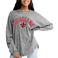 Women's Gameday Couture Gray Louisiana Ragin' Cajuns Faded Wash Pullover Sweatshirt