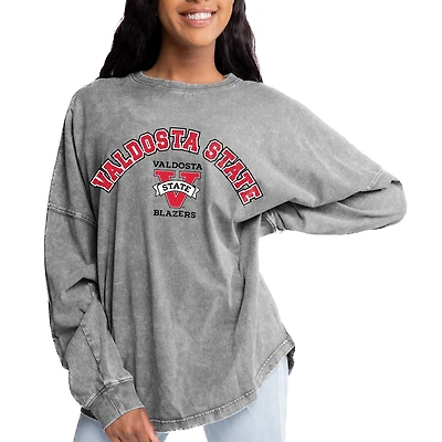 Women's Gameday Couture Gray Valdosta State Blazers Faded Wash Pullover Sweatshirt
