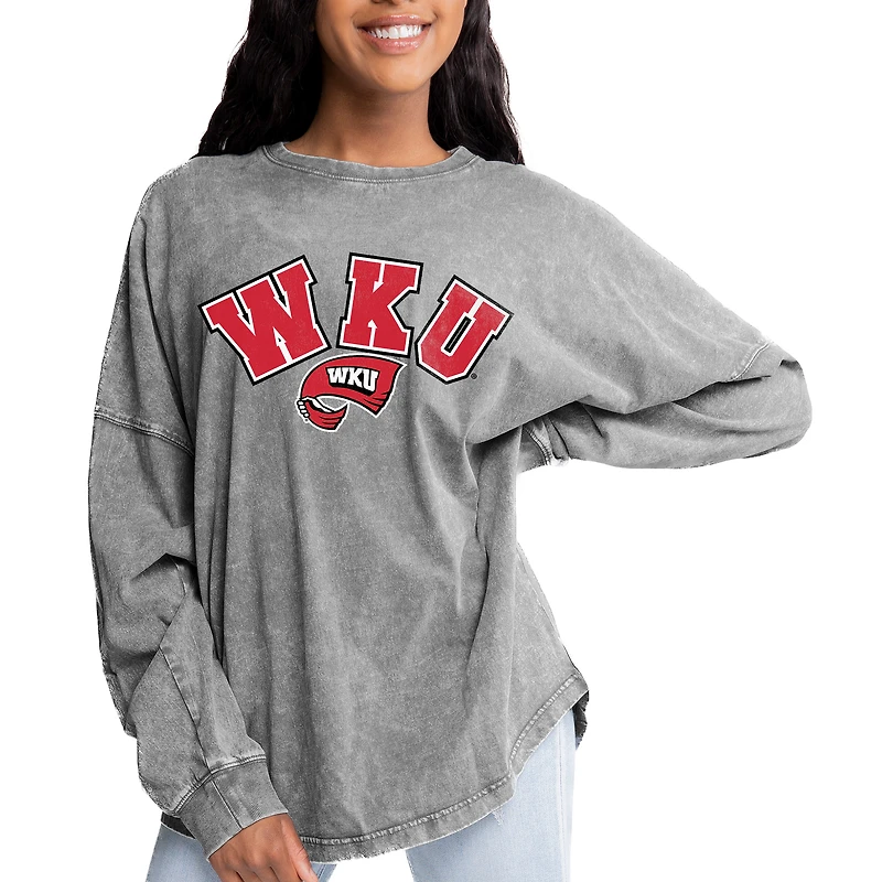 Women's Gameday Couture Gray Western Kentucky Hilltoppers Faded Wash Pullover Sweatshirt