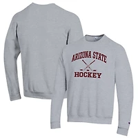 Men's Champion Heather Gray Arizona State Sun Devils Hockey Icon Powerblend Pullover Sweatshirt
