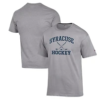 Men's Champion Heather Gray Syracuse Orange Hockey Icon Powerblend T-Shirt