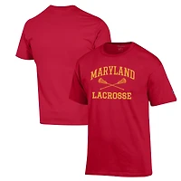 Men's Champion Red Maryland Terrapins Lacrosse Icon Powerblend T-Shirt