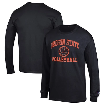 Men's Champion Black Oregon State Beavers Volleyball Icon Powerblend Long Sleeve T-Shirt