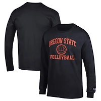 Men's Champion Black Oregon State Beavers Volleyball Icon Powerblend Long Sleeve T-Shirt