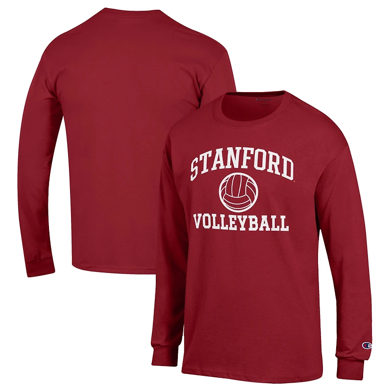 Men's Champion Cardinal Stanford Cardinal Volleyball Icon Powerblend Long Sleeve T-Shirt