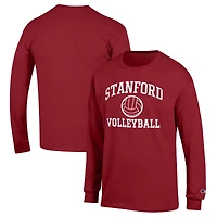 Men's Champion Cardinal Stanford Cardinal Volleyball Icon Powerblend Long Sleeve T-Shirt